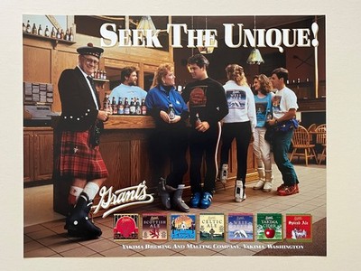 Vintage 1980's Grants Beer Promo/ Advertisement Poster 16'' X 20''