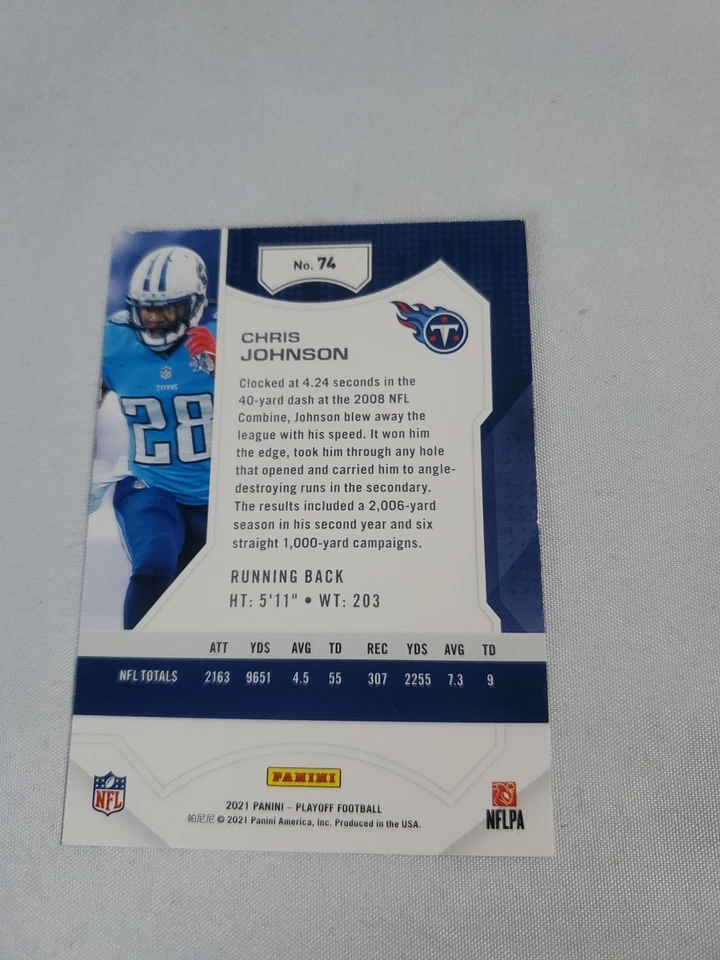 Playoff Football 2021 #74 Chris Johnson Titans Foto 4 de 4