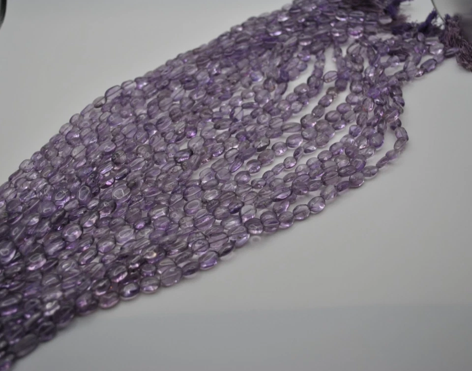 Amethyst helle Oval Edelstein Strang mit glatten Steine (ohne Verschluss) - Bild 1 von 1