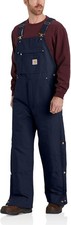 Carhartt Mens Firm Duck Insulated Bib Overall, Dark Navy, Large Tall
