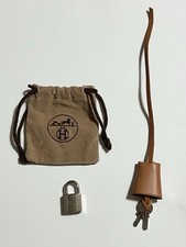 HERMES Padlock with 2 Keys Clochette Bag Charm Silver Color Includes Dust Bag
