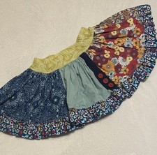 Persnickety Boutique Girls Patchwork Ruffled Full Skirt 100 Cotton