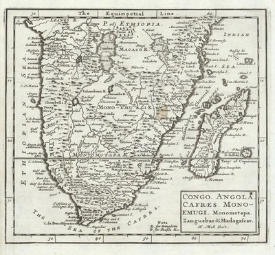 Congo Angola Cafres Monoemugi Zanguebar Madagascar Southern Africa MOLL 1701 map