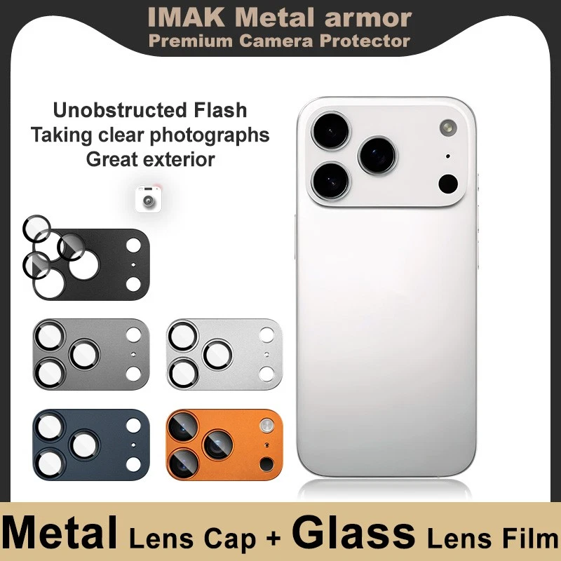 IMAK para Apple iPhone 17 Pro Max, tapa de lente de metal + protector de cámara fotográfica de vidrio Foto 2 de 4