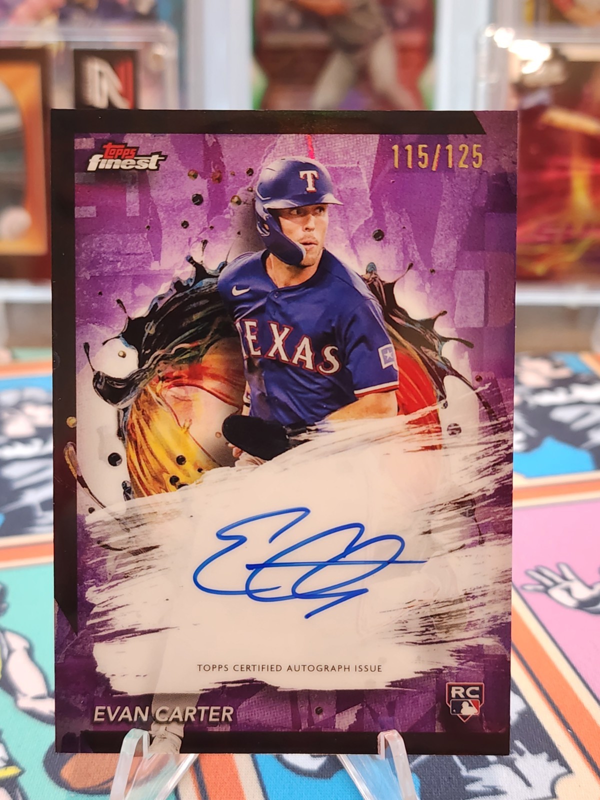 2024 Topps Finest - Finest Autographs Evan Carter RC Purple Refractor 115/125