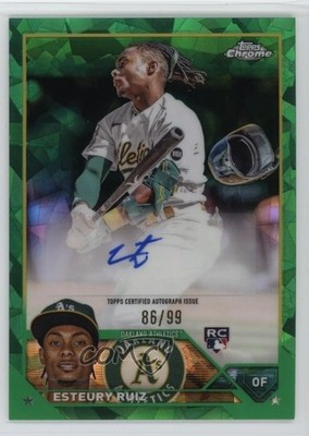 2023 Topps Chrome Update Sapphire Green 86/99 Esteury Ruiz Rookie Auto RC 0rw3