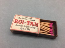 Vintage Matchbook Matchbox Roi-Tan Cigar Man to Man Smoke Wood Stick Matches