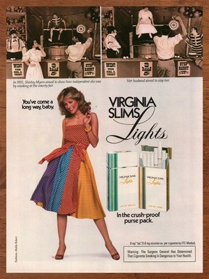 1981 Virginia Slims Lights Cigarettes Vintage Print Ad/Poster Fashion Art 80s