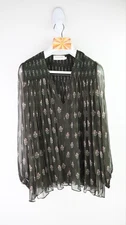 ZIMMERMANN "Karmic Stamp “100% Silk Sheer blouse in olive size  2/UK10