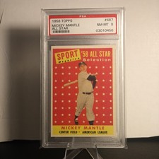 1958 Topps - Sport Magazine '58 All Star Selection Mickey Mantle #487 PSA 8
