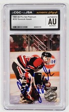 DOMINIK HASEK SIGNED 1991-92 PRO SET PLATINUM HOCKEY CARD #252 CGC JSA  AUTO 9