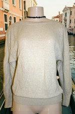 Vintage Tuttamaglia Gispa Beige Linen Blend Boatneck Sweater Size L Italy