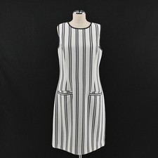 Brooks Brothers Red Fleece Shift Dress Womens Size 6 Black White Stripe Preppy