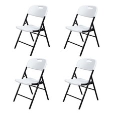 4PCS Outdoor Commercial Contoured Folding Chairs Set Steel Frame Plastic Seating