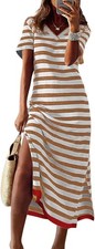 Women's Summer Casual Short Sleeve Maxi T-Shirt Dress - Fashion Loose Fit