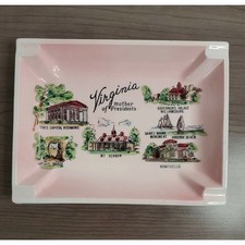 Cenicero de recuerdo vintage Arrow Virginia cerámica rosa Japón madre de presidentes