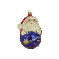 Haberland Christbaumschmuck,-Kugel - GroßEr Weihnachtsmann Auf Kugel Blau 10 Cm