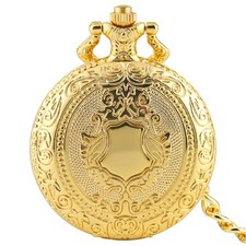 Elegant Gold Shield Pocket Watch Timeless Style  Precision Men's Quartz Watches