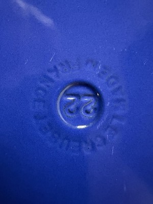 Vintage Le Creuset #22 Blue Enameled Cast Iron Multifunction Pan