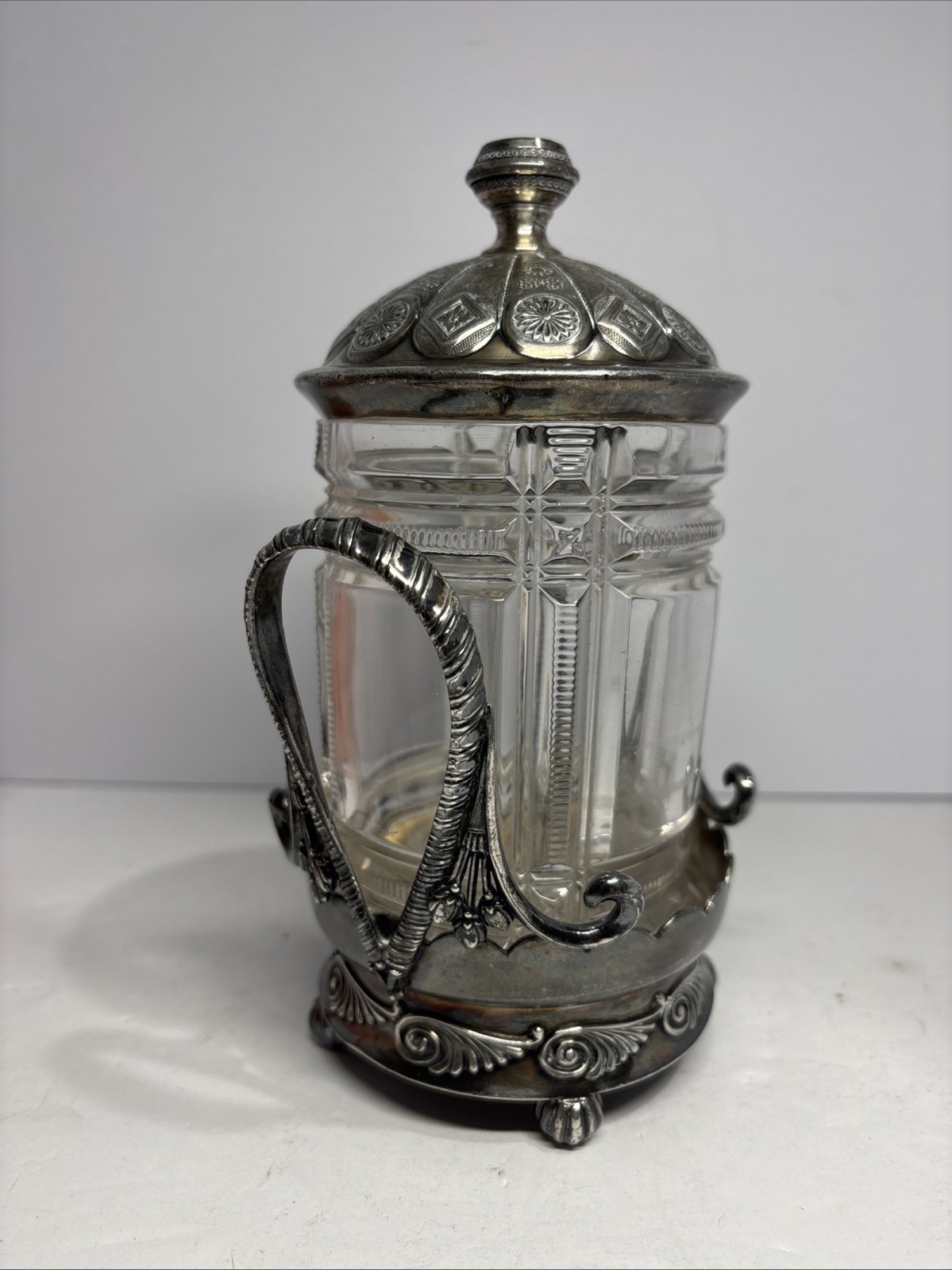 Antique Middletown Silver plate Sugar Jar-Very Intricate Lid