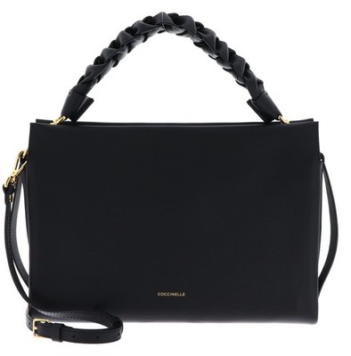 COCCINELLE Boheme Grana Double Hand Bag Handtasche Noir / Cognac schwarz