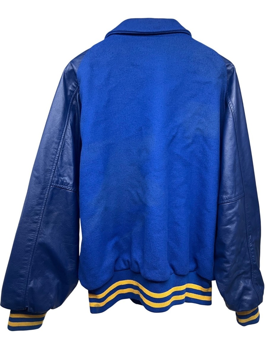 NEFF Vintage Varsity Letterman Snap Up Lined Jacket 2XL Blue Wool Pockets  USA