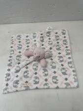Blankets and Beyond White Pink Gray Elephant Blanket Soft Lovey Security Baby