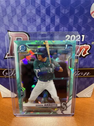2021 Bowman Chrome Draft Sapphire Edwin Arroyo 1st Bowman Aqua Color Match 8/20.
