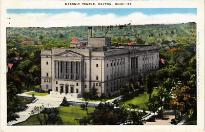PC FREIMAUREREI, FREIMAURERTEMPEL, DAYTON, OHIO, VINTAGE POSTKARTE (B57348)