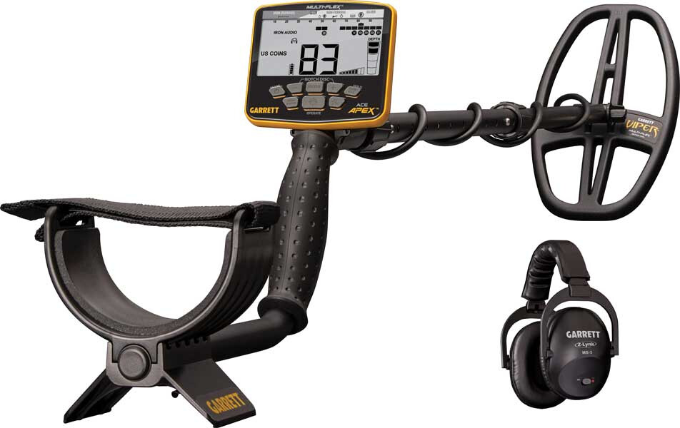 Garrett Ace APEX with 6"" x 11"" Viper Coil & MS3 Headphones
