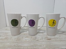 Lot of 3 Nordstrom Nordy Girl Dog Walker Purple Yellow Green Tall White Mugs