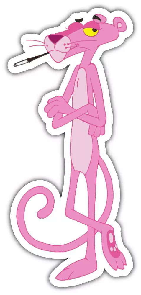 The Pink Panther Cartoon Car Bumper Window Locker Sticker Decal  3.7"X5"