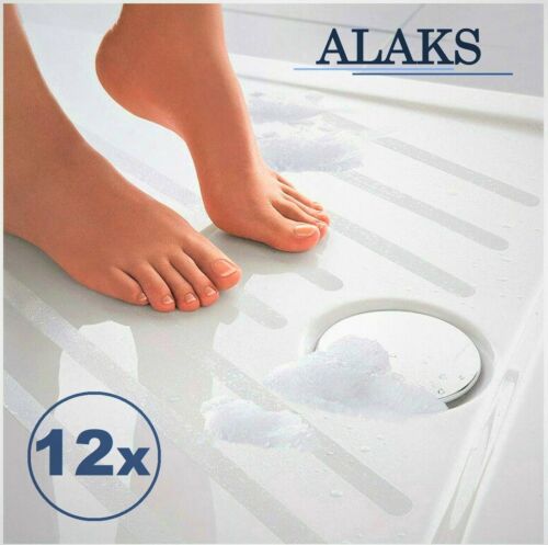 ALAKS Premium 12x Anti-Rutsch Aufkleber Streifen Dusche Badewanne Transparent - Afbeelding 1 van 12