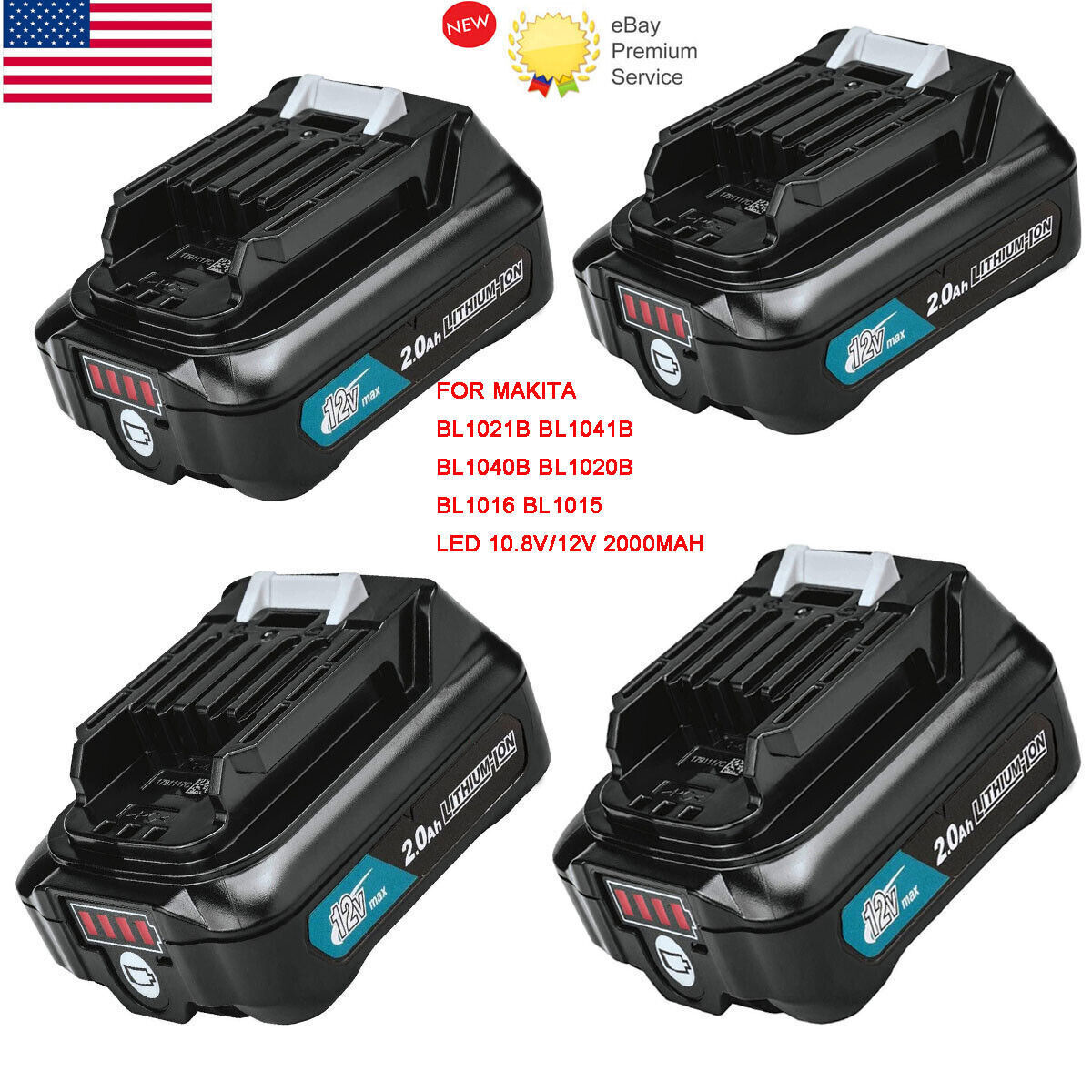 Batterie 12V 4.0Ah Energup Pour Makita - Compatible BL1041B, BL1040B, BL1016, Etc., Avec Chargeur DC10SB