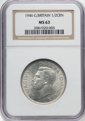 Great Britain - 1946 George VI - Half Crown - NGC MS63 -  Blazing Luster!