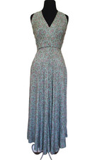 Vintage Ralph Lauren Blue Label Maxi Dress XS Women Paisley Print Rayon