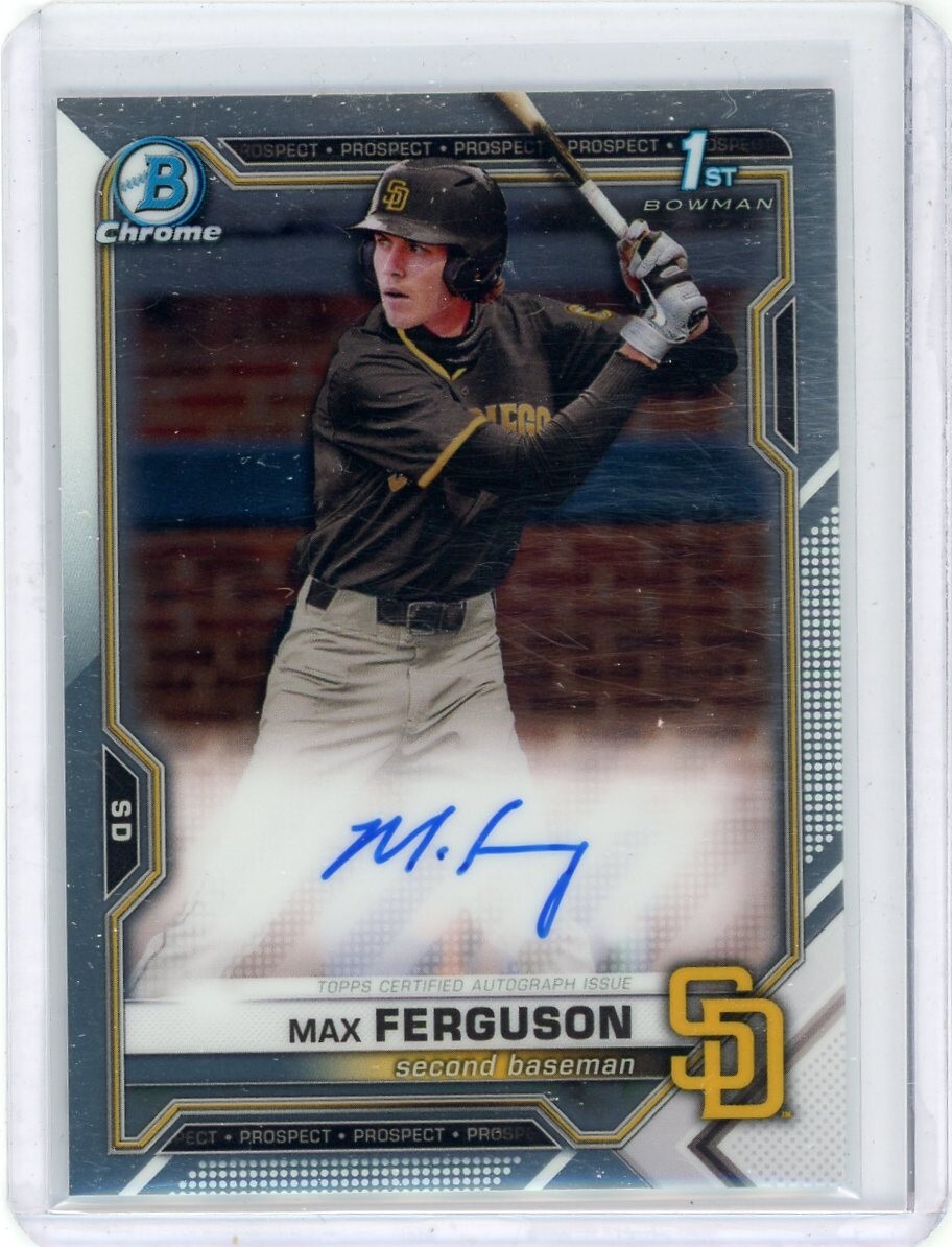 MAX FERGUSON 2021 BOWMAN CHROME DRAFT 1ST AUTOGRAPH SAN DIEGO PADRES AUTO