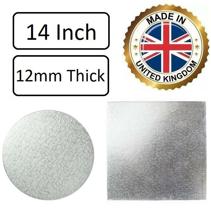 DORIC CAKE CRAFTS 14 Inch Cake Boards Base Drum 12mm thick Premium Finish Strong Round Square