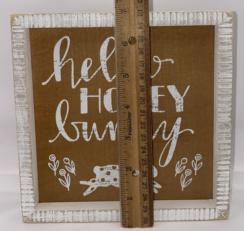 TRES NIÑAS Y UN DESEO "hola conejito miel" Letrero de madera Decoración de mesa colgante Nuevo con etiquetas - Imagen 3 de 10