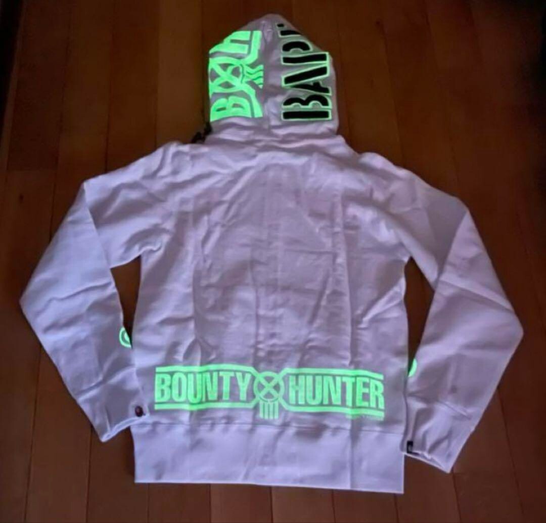 BAPE × BOUNTY HUNTER MAD Shark full zip hoodie White A Bathing Ape