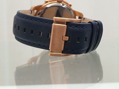 New FOSSIL Mens Watch Blue Navy & Rose gold Chronograph RRP£189