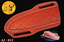 GENUINE LEATHER HAND CRAFTED BELT SHEATH HOLSTER FOR FIXED BLADE KNIFE EDC 911