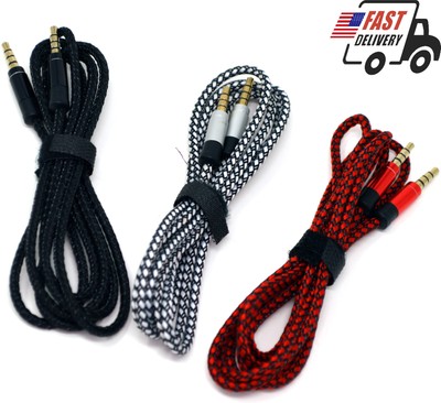 4Pole 3.5mm Car AUX Audio Nylon Braided Cord Cable PC iPod Car Phone headphone