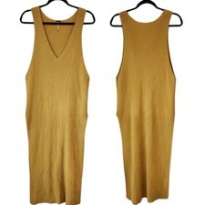 Free People Emmy Midi Dress Mustard Yellow Knit Tunic Tank Women's S