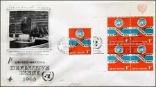 Vintage Cover, UNITED NATIONS, UN, FDC, 1965, Block, Peace, Re-Issue Of 1 Cent