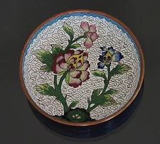 Antique Cloisonne Chinese Flower Small Dish Plate