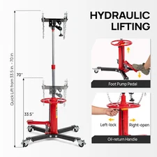 1660 LBS 2 Stage Hydraulic Transmission Jack, 360° Swivel, for Car Lift, Red
