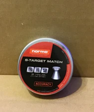 Norma S-Target Match Air Gun Pellets .177 Cal 8,2 Grain Tin Flat Nose 300 Ct