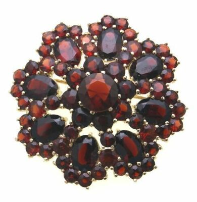Pendente Granato E Perla NKlaus - Oro Giallo 14kt 585 Made In Germany