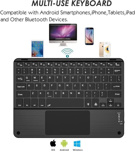 Ultra-Thin Leather Folio with Backlit Keyboard and Touchpad for 10" Tablets - Picture 6 of 8